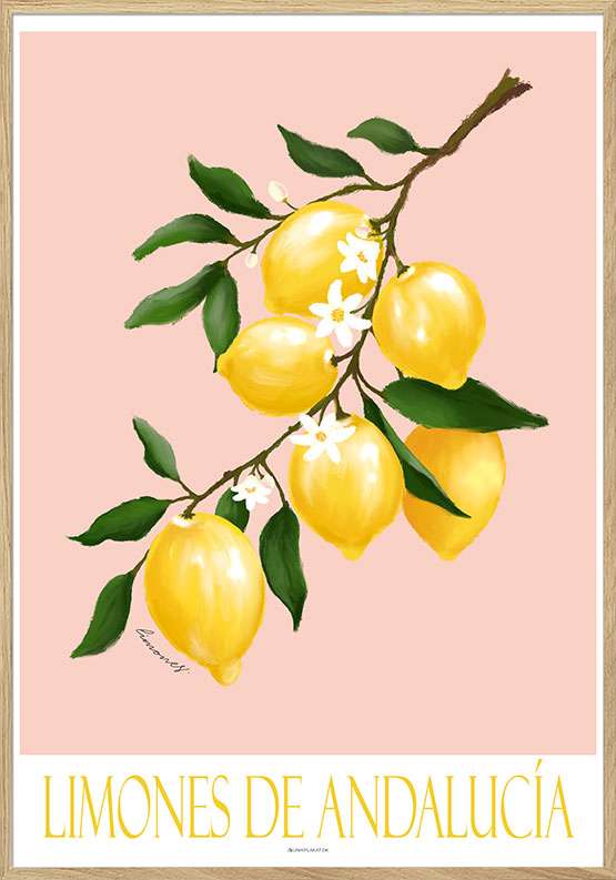 Kunstplakat med citrongren – Limones de Andalucia