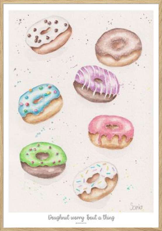 Doughnut plakat - håndmalet akvarel