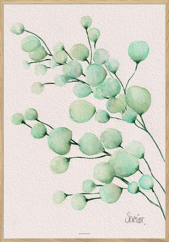 Grønne blade – akvarel kunstplakat