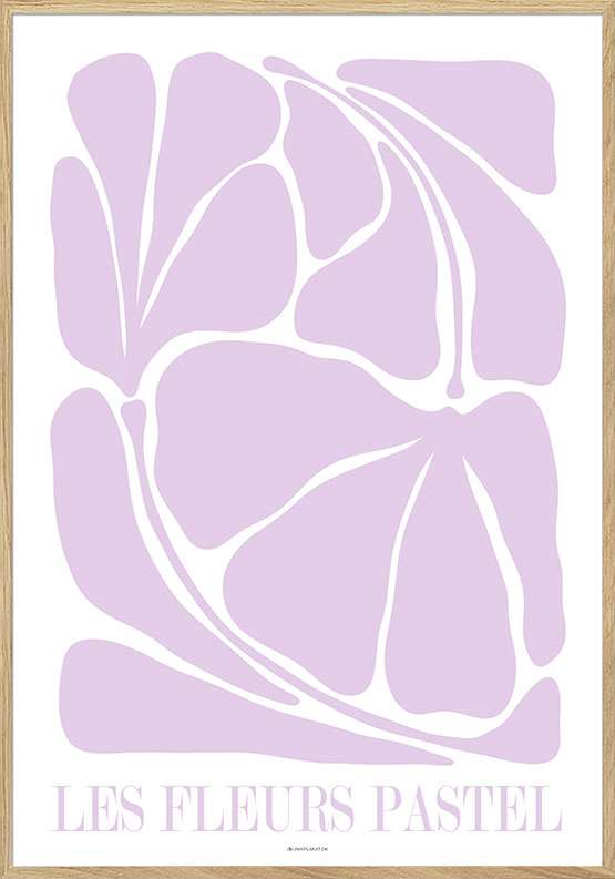 Les fleurs pastel – grafisk kunstplakat i lys lilla