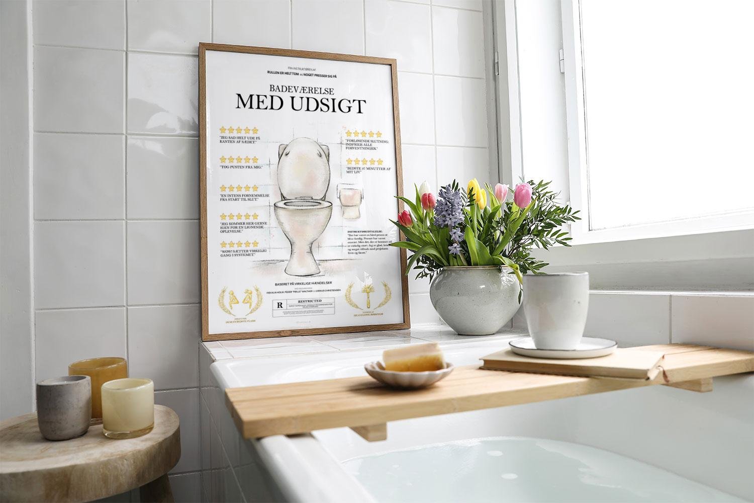 Sjov plakat til badeværelset - filmplakat med masser af toilethumor