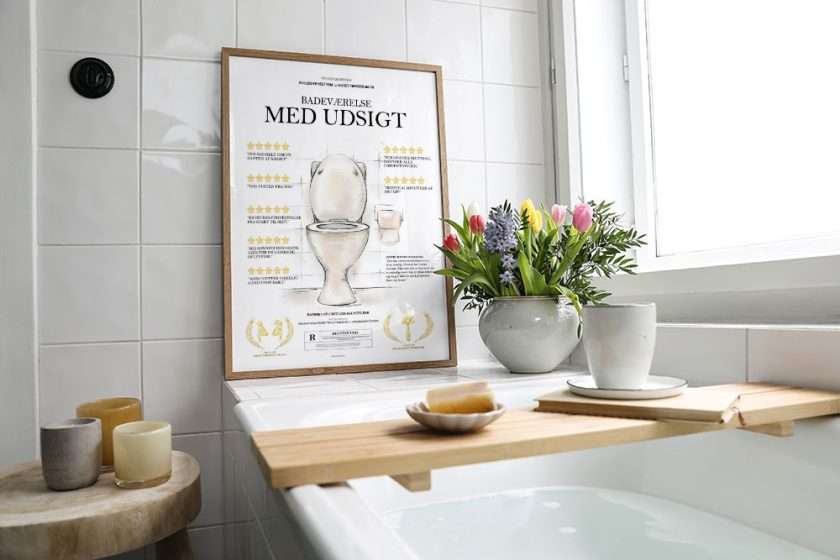 Sjov plakat til badeværelset - filmplakat med masser af toilethumor
