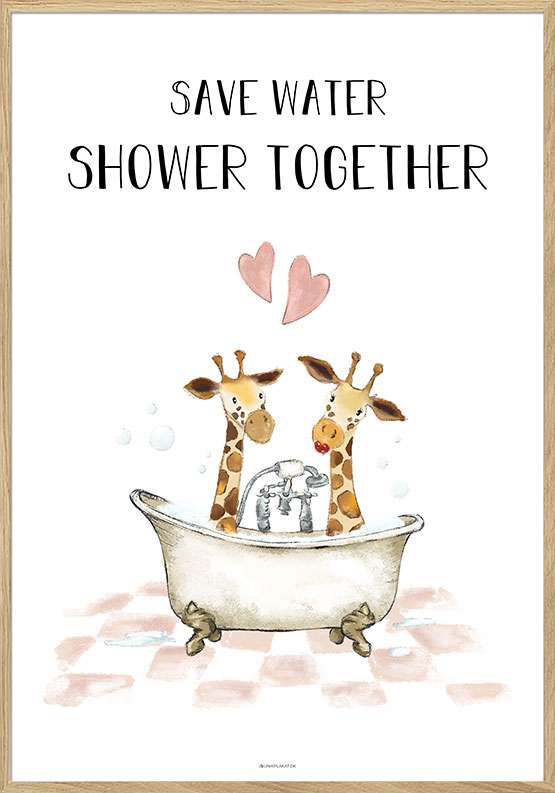 Billede af Sød plakat til badeværelset - Shower together
