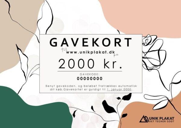 Gavekort på 2000 kr.