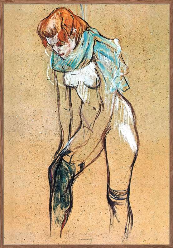 Billede af Henri de Toulouse-Lautrec - Woman Pulling on Her Stocking