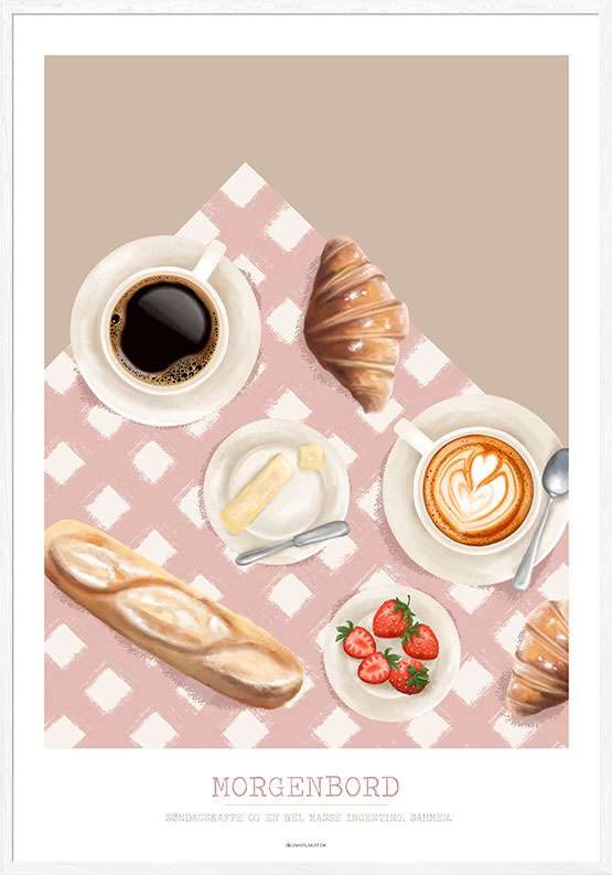 Billede af Morgenbord plakat - Plakat med morgenmad og kaffe
