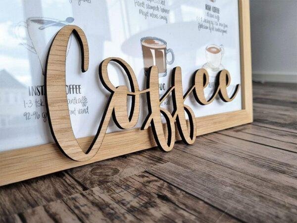 Kaffe skilt i træ - Coffee