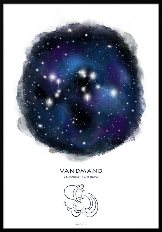 Plakat med stjernebillede vandmanden