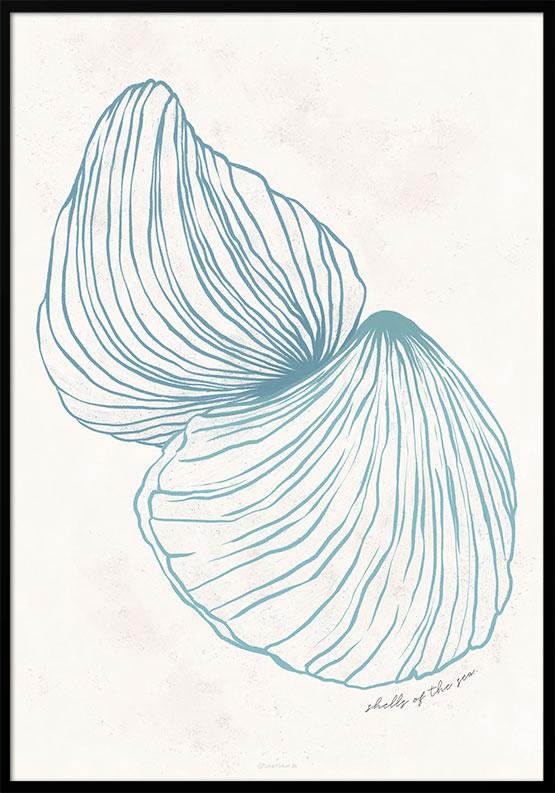 Lys blå plakat - Shells of the sea