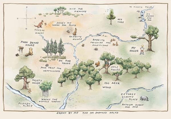 Peter Plys plakat - 100-meterskoven (100 aker wood)