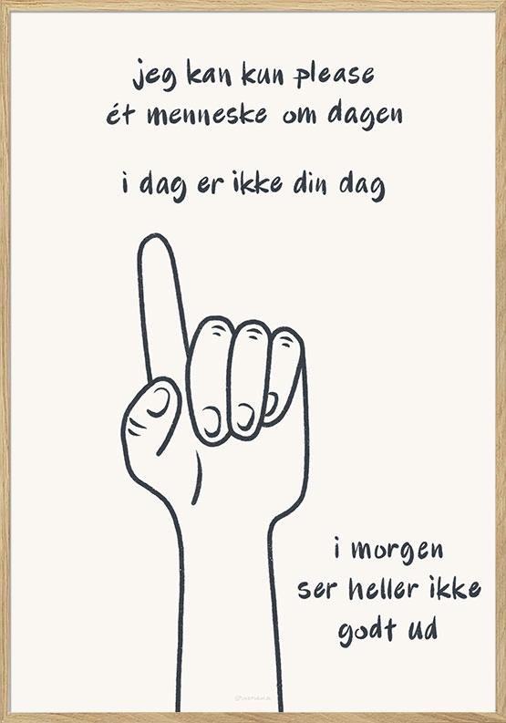 Sjov tekstplakat - Ét menneske om dagen
