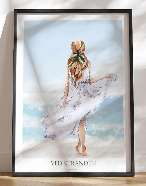 Plakat med kultegning - Ved stranden