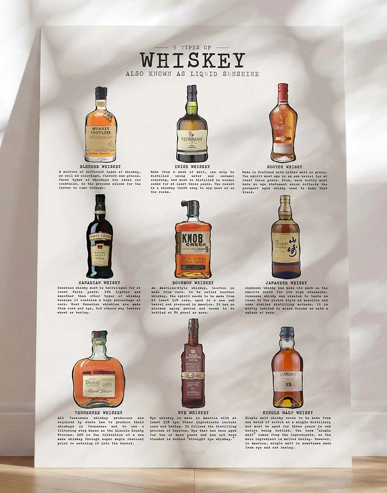 Whisky plakat - 9 typer whiskey