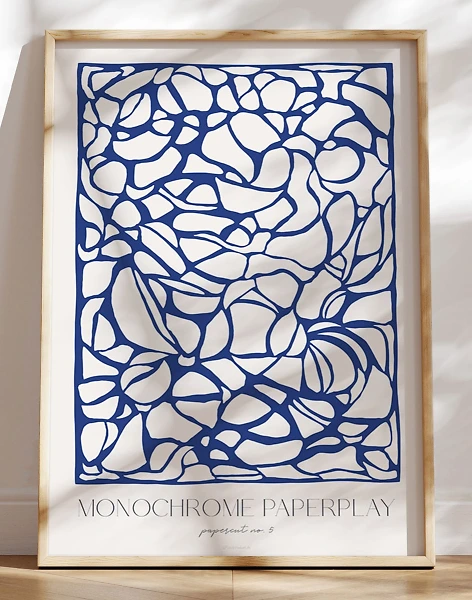 Blå papercut plakat - Monochrome paperplay