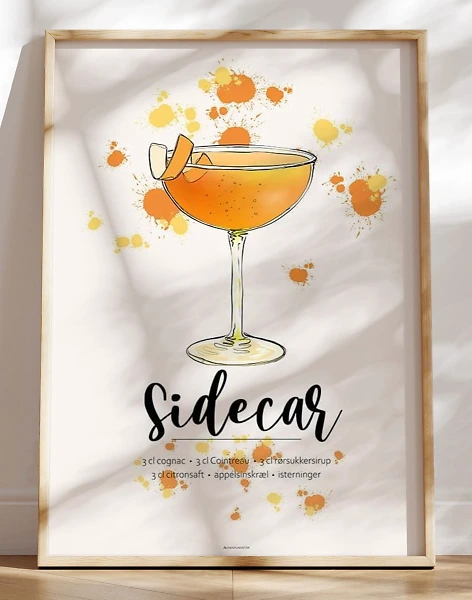 Sidecar opskrift plakat