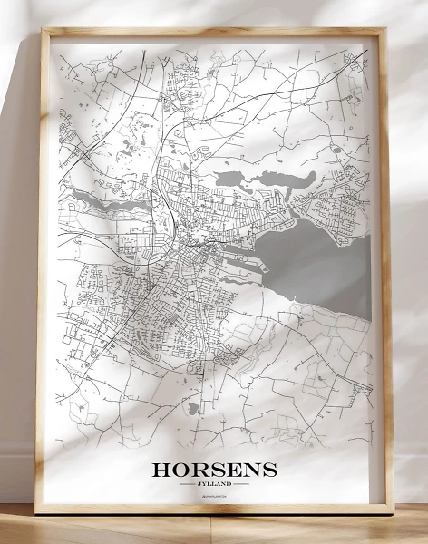 Kort plakat Horsens - hvid baggrund