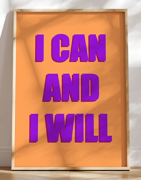 Farverig tekstplakat - I can and I will