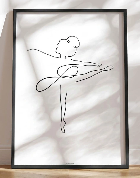 One line drawing - Ballerina plakat