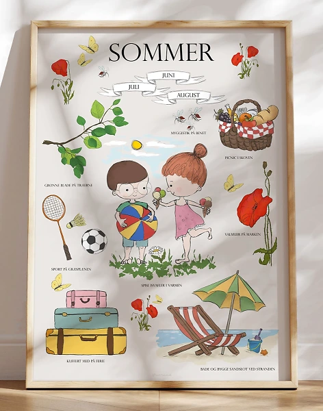 Sommerplakat - børneplakat med sommermotiver