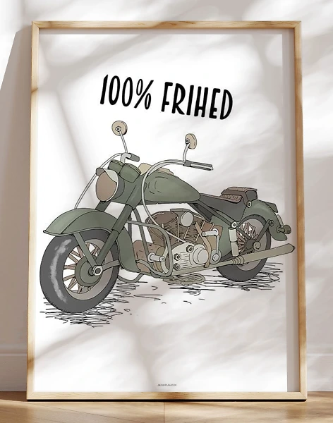 Motorcykelplakat - grøn motorcykel