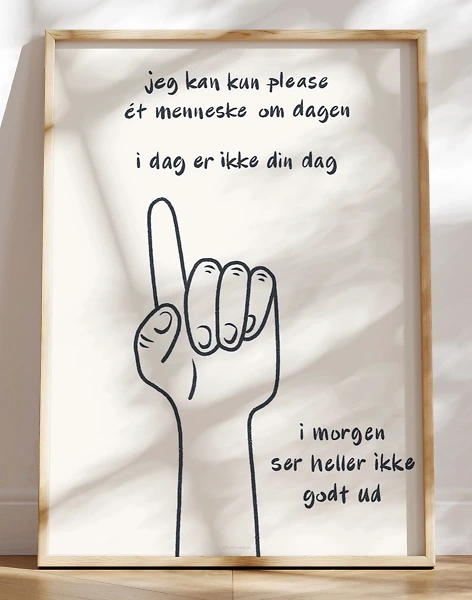 Sjov tekstplakat - Ét menneske om dagen