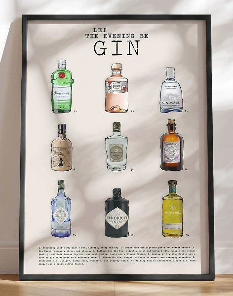 Gin plakat - 9 friske typer gin