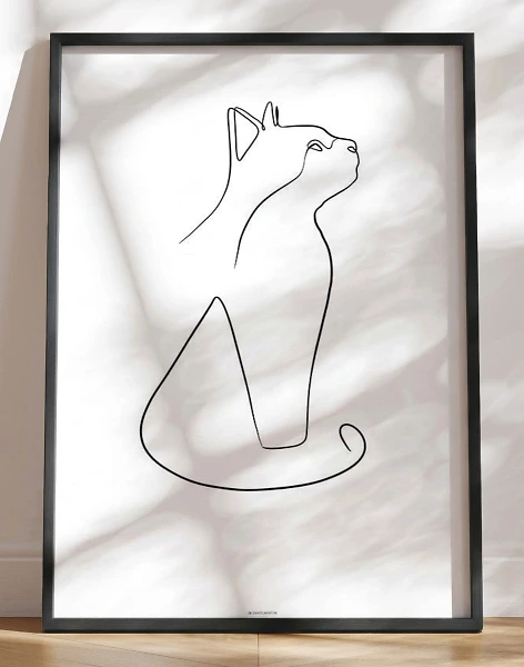 One line drawing - Plakat med kat