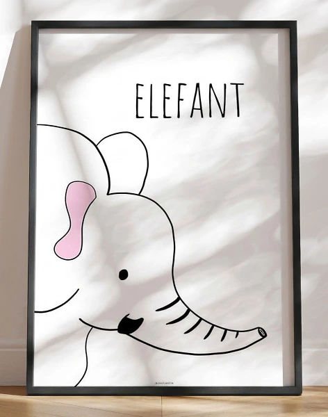 Enkel børneplakat med elefant