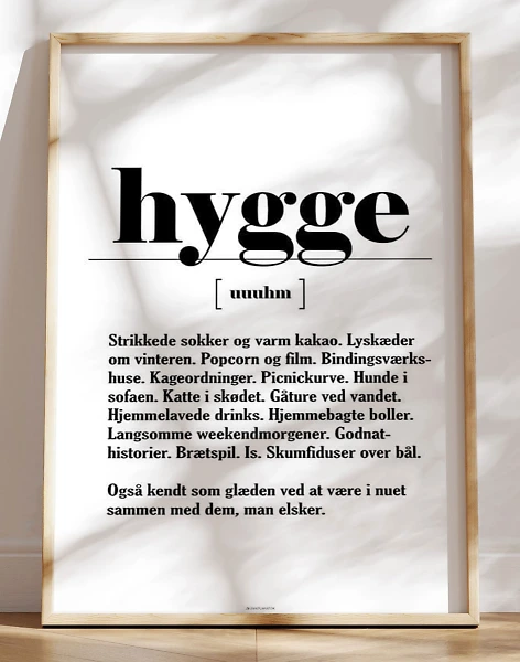 Definitionsplakat med sjov definition af hygge