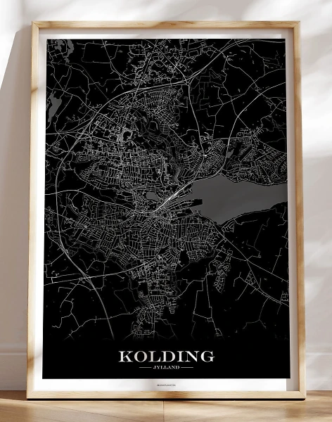 Kolding byplakat med sort baggrund
