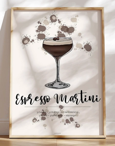 Espresso Martini opskrift plakat