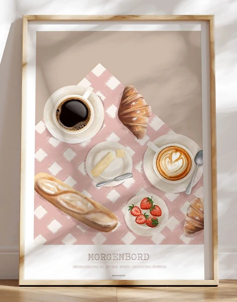 Morgenbord plakat - Plakat med morgenmad og kaffe