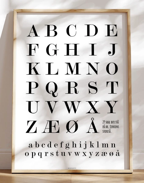 Sort/hvid ABC plakat