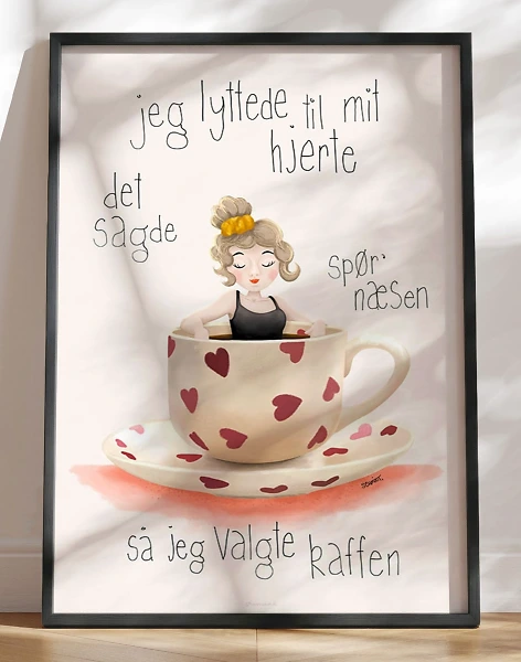 Kaffeplakat - Varm kaffe til kolde hjerter