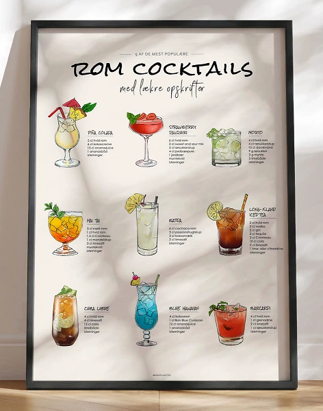 Cocktail med rom - 9 drinks opskrifter på drinks med rom