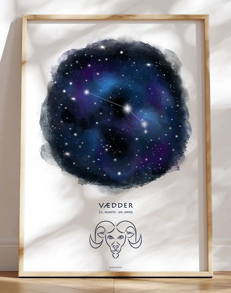 Plakat med stjernebillede vædderen