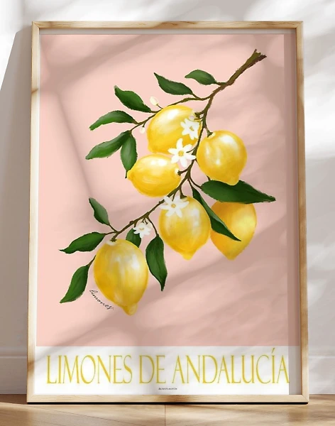Kunstplakat med citrongren - Limones de Andalucia