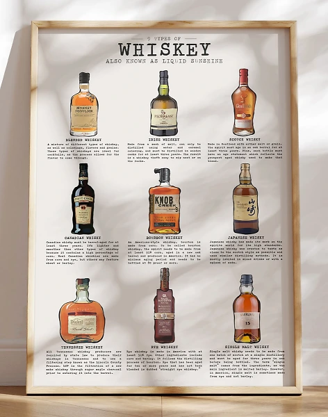 Whiskey-plakat - 9 typer whiskey du skal kende (og smage, naturligvis)