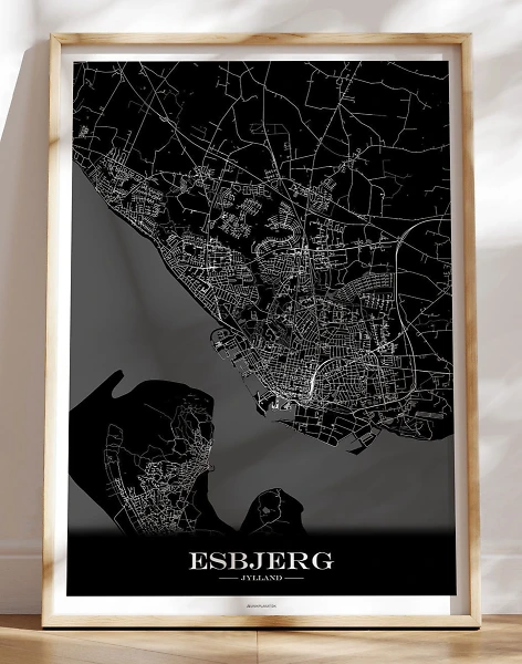 Kortplakat Esbjerg - sort