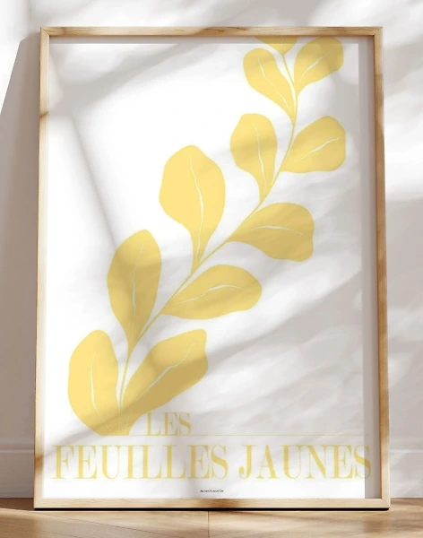 Les feuilles jaunes - Gul grafisk kunstplakat