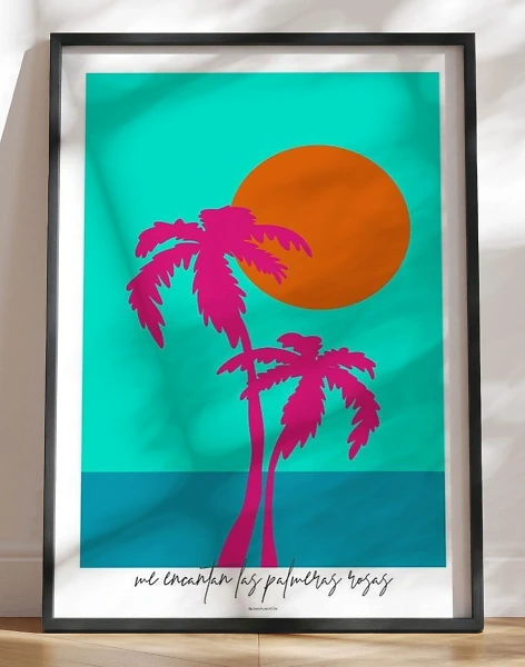 Kunstplakat - To pink palmer