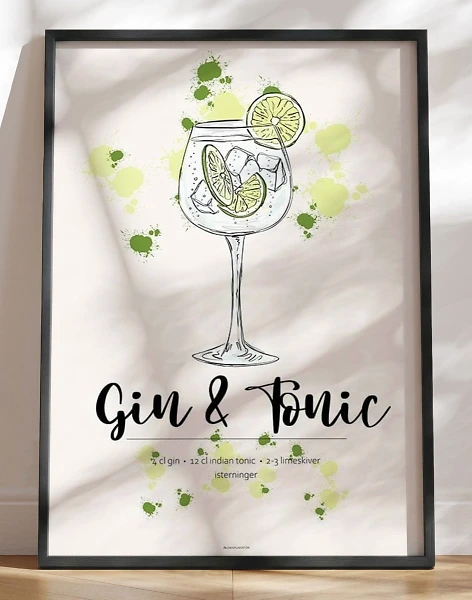 Gin & Tonic opskrift plakat