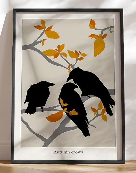 Grafisk plakat med krager