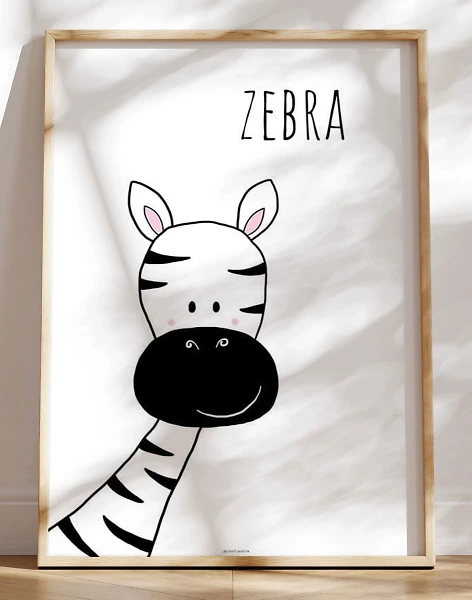 Enkel børneplakat med zebra