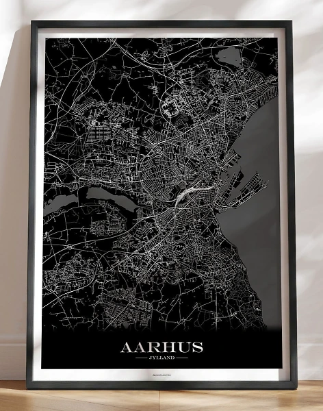 Byplakat Aarhus - sort baggrund