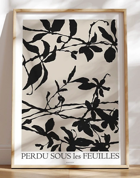 Kunstplakat - Perdu sous les feuilles