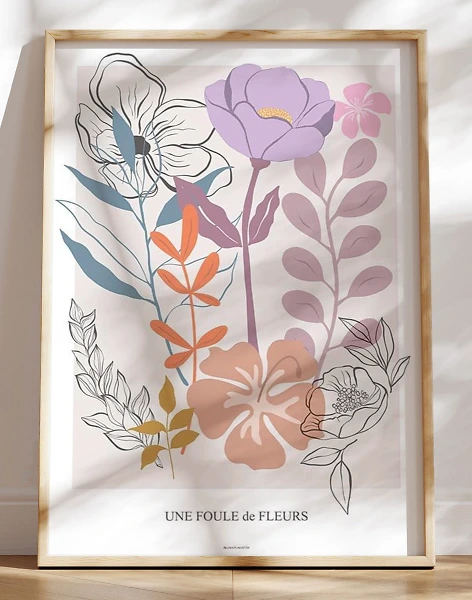 Kunstplakat med blomster