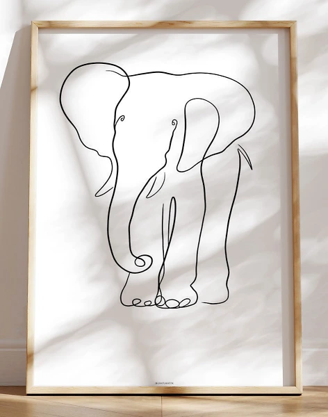 Stregtegning - Plakat med elefant