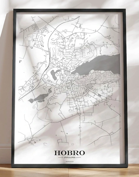 Byplakat Hobro - Bykort med hvid baggrund