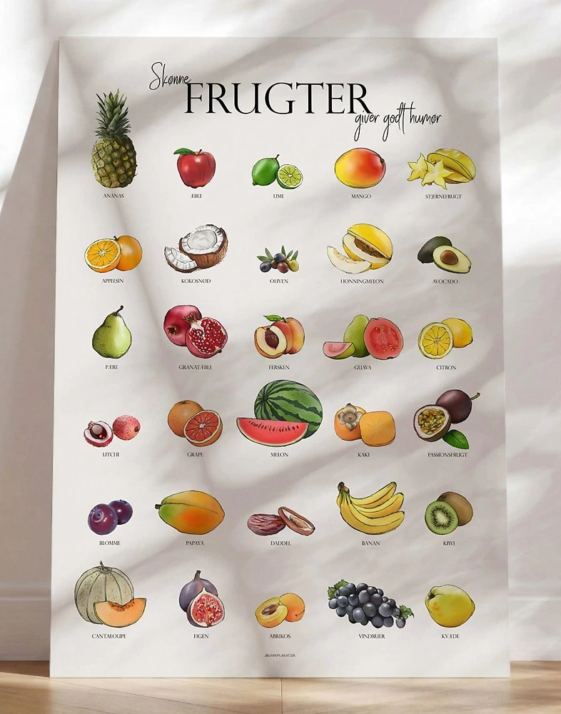 Køkkenplakat med frugter